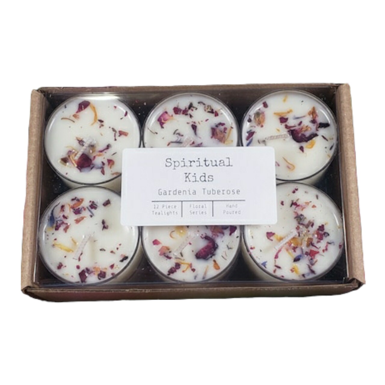 Gardenia Tuberose Soy Wax Tealights 12 Count Hand Poured with Fragrant/Essential Oils & Dried Flowers | Christmas Gift | Wedding Favors |